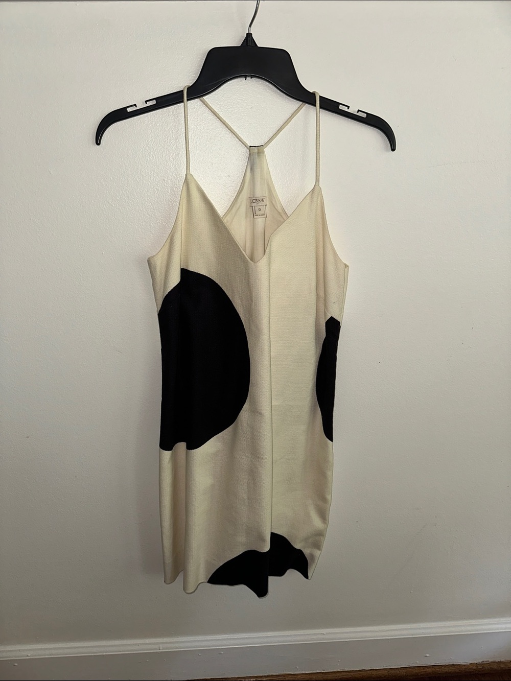 J. Crew Cream Dress with Bold Navy Circle Accents